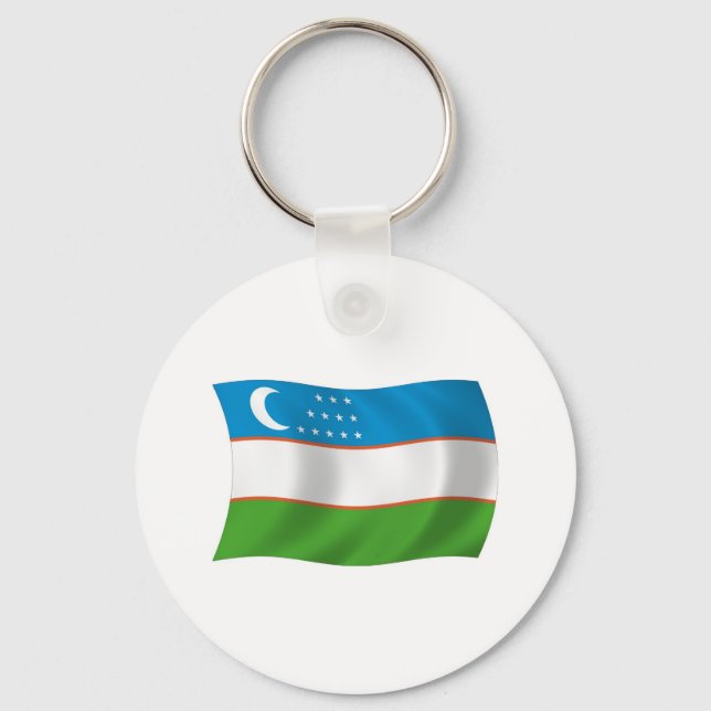 Porte-clés Porte - clé du Drapeau de l'Ouzbékistan (Recto)