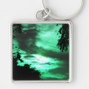 Porte-clés Porte - clé du lever du soleil nuageux vert