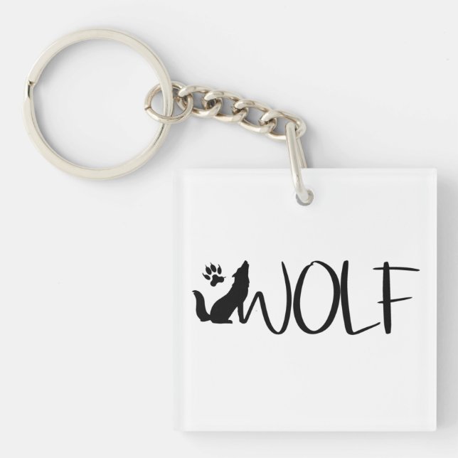 Porte-clés Porte - clé du logo graphique Wolf Text (Devant)