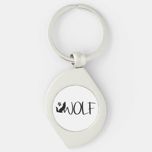 Porte-clés Porte - clé du logo graphique Wolf Text (Devant)