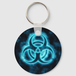 Porte-clés Porte - clé du symbole de risque biologique bleu-b