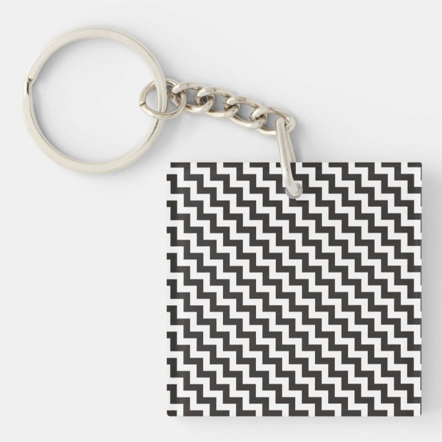 Porte-clés Porte - clé élégant Chevrons, noir et blanc Zigzag (Devant)