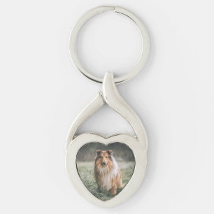 Porte-clés Porte - clé en métal de coeur tordu photo pour ani