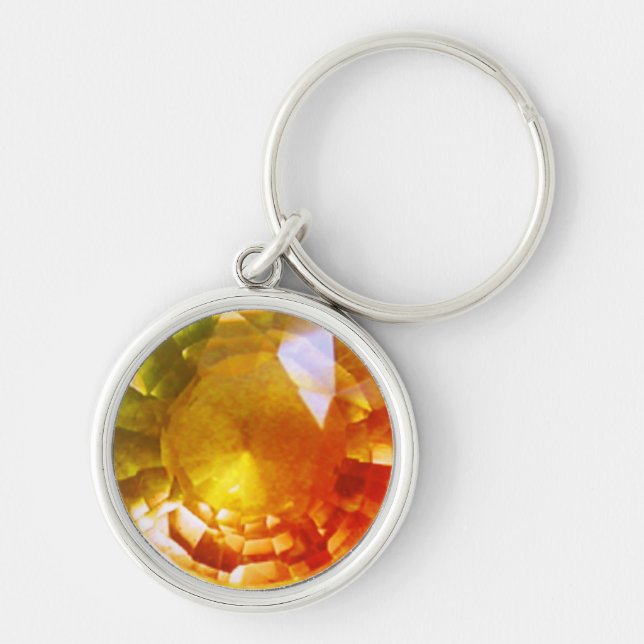 Porte-clés Porte - clé en pierre jaune orange (Devant)