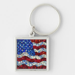 Porte-clés Porte - clé en verre à drapeau américain