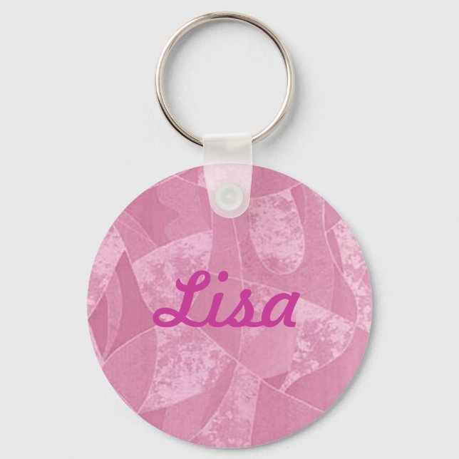 Porte-clés Porte - clé en verre rose personnalisé (Recto)