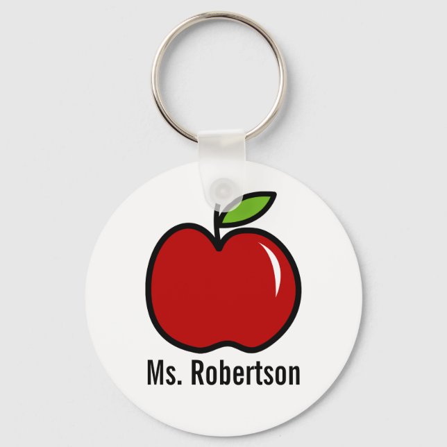 Porte-clés Porte - clé enseignant avec design de pomme rouge (Recto)