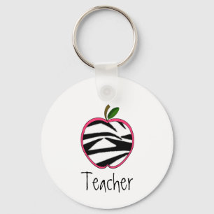 Porte-clés Porte - clé enseignant - Zebra Print Apple w Pink 