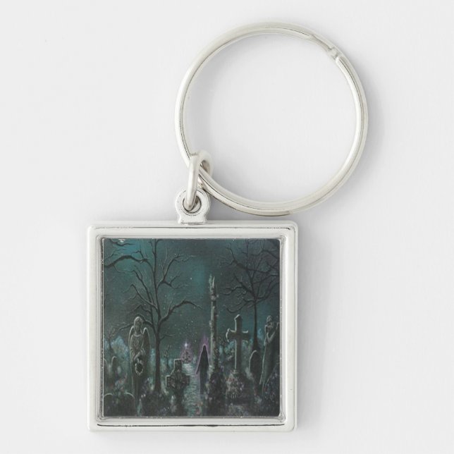 Porte-clés Porte - clé fantôme de cimetière (Devant)