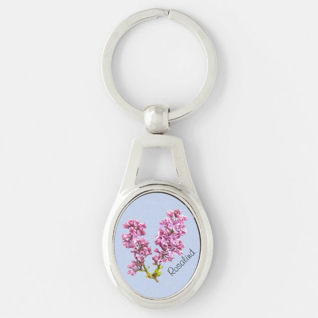 Porte-clés Porte - clé - fleurs lilas avec le nom (Devant)