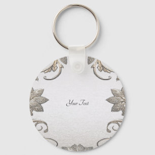 Porte-clés Porte - clé floral argent or