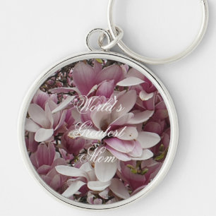 Porte-clés Porte - clé floral de fleurs de Magnolia rose tex