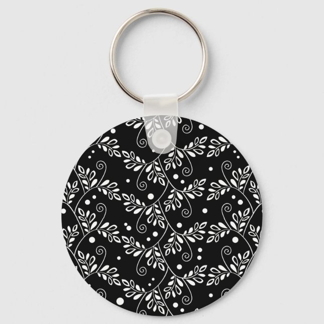 Porte-clés Porte - clé floral noir rétro (Recto)