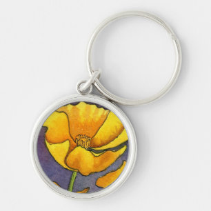 Porte-clés porte - clé floral "Pavot jaune"