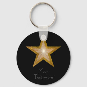 Porte-clés Porte - clé Gold Star 'Your Text' en noir