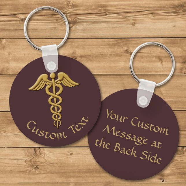 Porte-clés Porte - clé Golden Double Snake Caduceus (Créateur téléchargé)