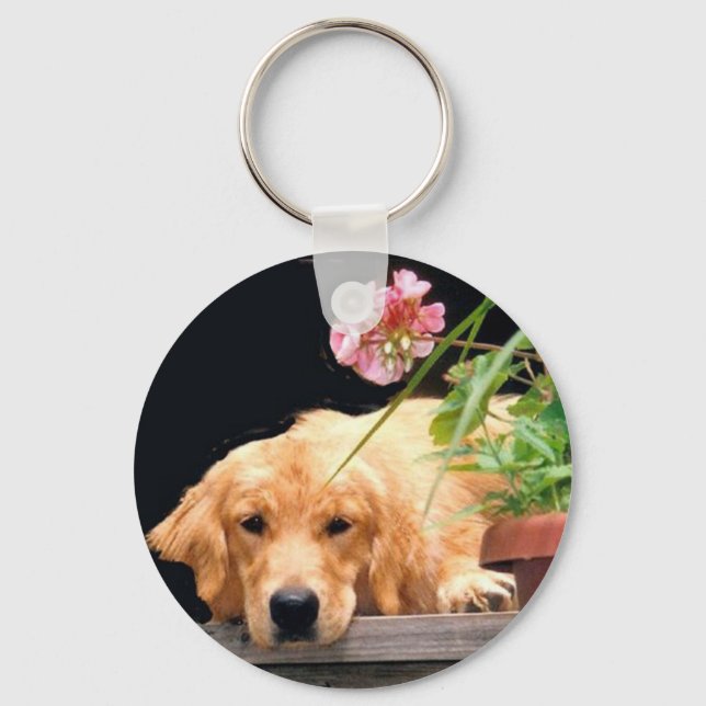 Porte-clés Porte - clé Golden Retriever avec Fleur (Recto)
