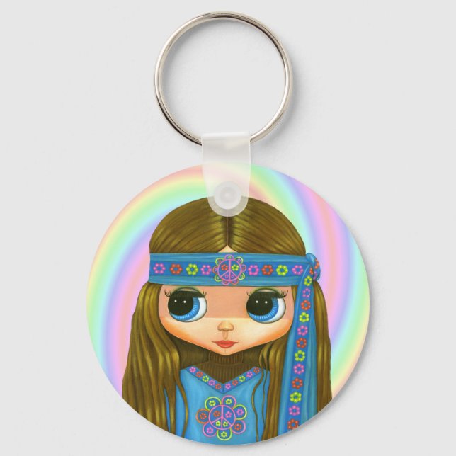 Porte-clés Porte - clé Hippie de l'alimentation des fleurs (Recto)