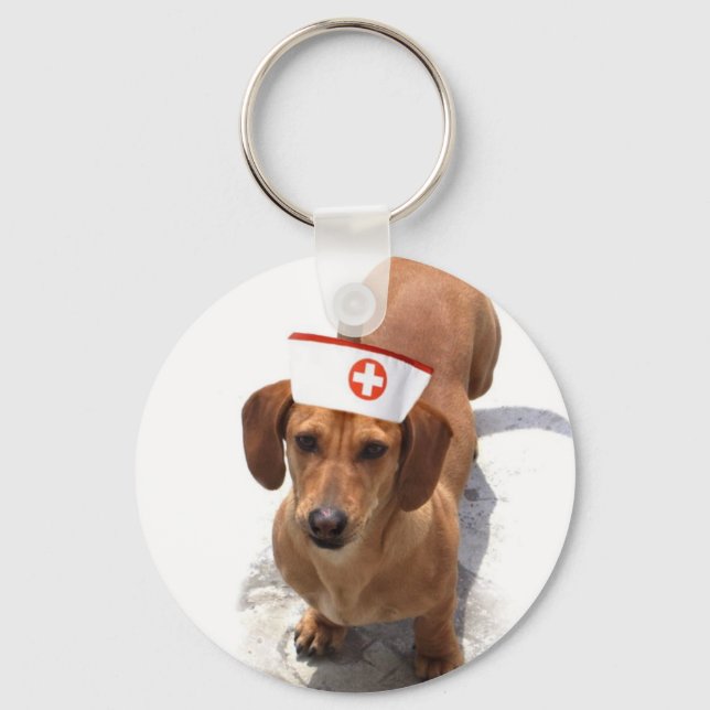 Porte-clés Porte - clé infirmière Dachshund (Recto)