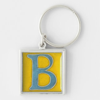 Porte-clés porte - clé initial de B, bleu-clair et jaune