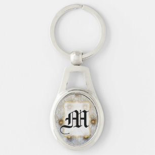 Porte-clés Porte - clé initial du monogramme en tissu Pintuck