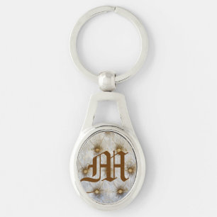 Porte-clés Porte - clé initial du monogramme en tissu Pintuck