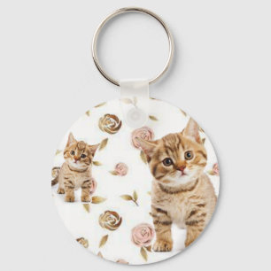 Porte-clés Porte - clé Kitten Chat Floral
