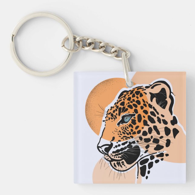 Porte-clés Porte - clé léopard - Art animal sauvage (Devant)