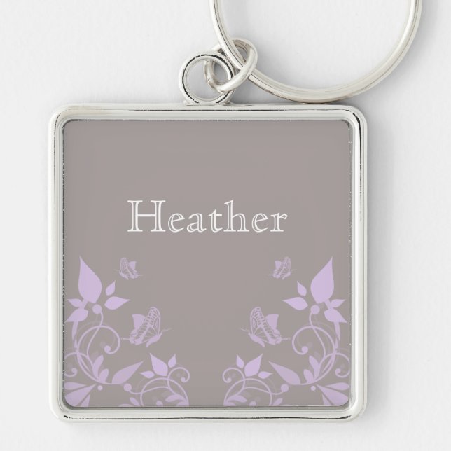 Porte-clés Porte - clé Lilac Butterfly Floral Premium (Devant)