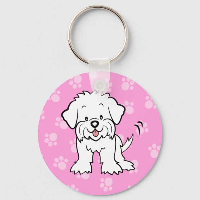 Porte-clés Porte - clé maltais de chien de caricature mignon (Recto)