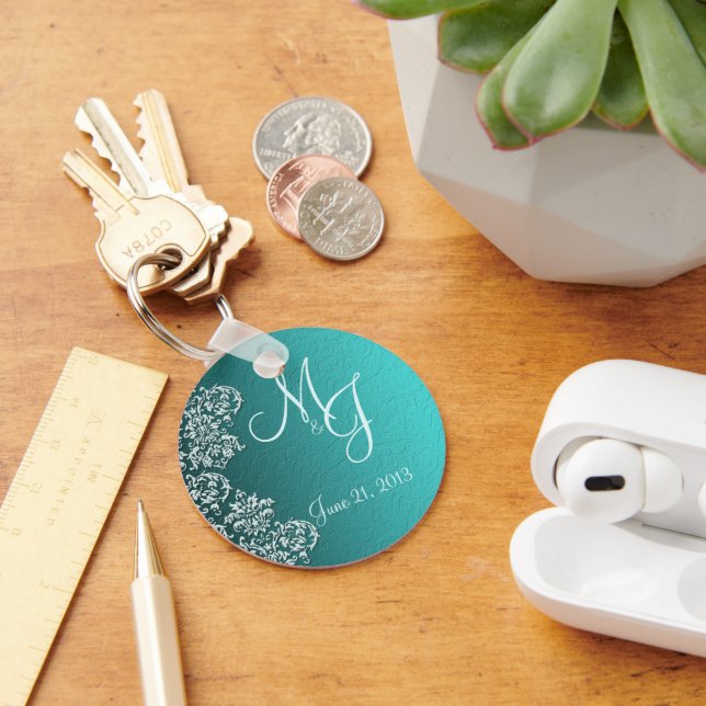 Porte-clés Porte - clé Mariage Damask Turquoise (Bureau)