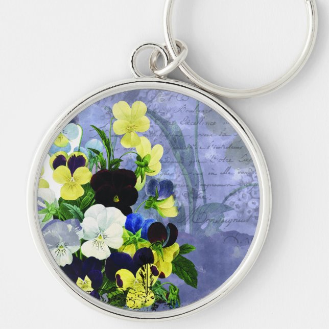 Porte-clés Porte - clé Mariage de coeur Pansies (Devant)
