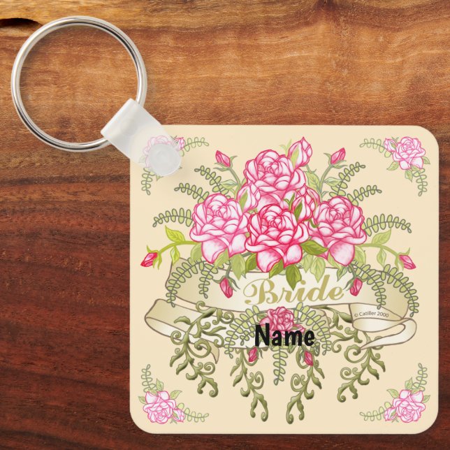 Porte-clés Porte - clé mariage de la mariée rose (Recto)