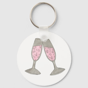 Porte-clés Porte - clé Mariage de toast en verre de Champagne