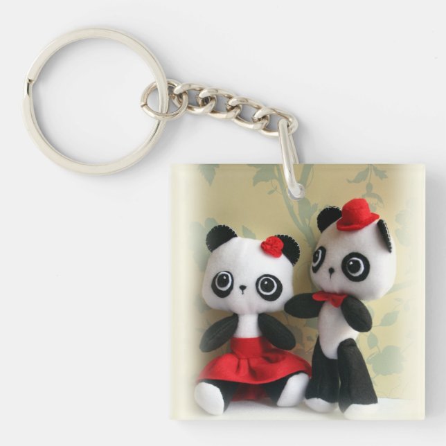 Porte-clés Porte - clé mignon de couples d'ours panda (Devant)