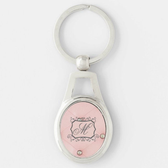 Porte-clés Porte - clé Monogramme à bille rose diamant (Devant)