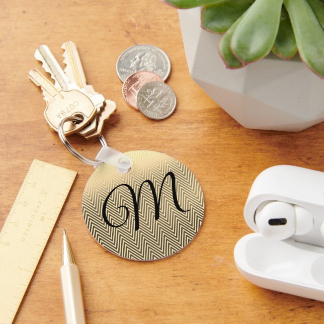 Porte-clés Porte - clé Monogramme Chevron Gold Classy (Bureau)