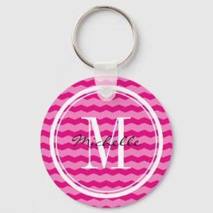 Porte-clés Porte - clé monogramme de chevron rose néon person