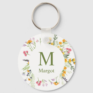 Porte-clés Porte - clé monogrammé fleur sauvage de printemps
