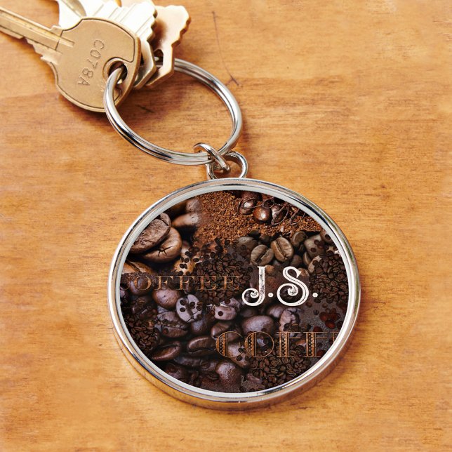 Porte-clés Porte - clé Monogramme Motif de café (Créateur téléchargé)