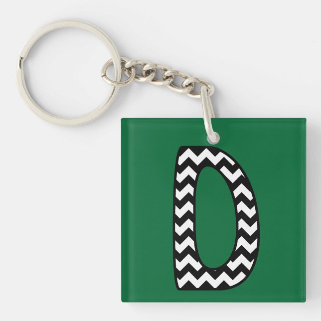 Porte-clés Porte - clé Monogramme personnalisé : D : Chevrons (Devant)