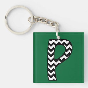 Porte-clés Porte - clé Monogramme personnalisé : P : Chevrons