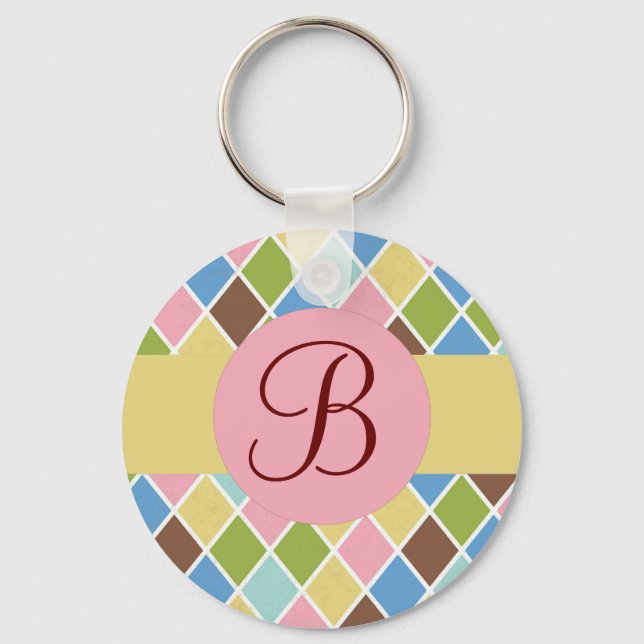 Porte-clés Porte - clé monogramme personnalisé Pastel Diamant (Recto)