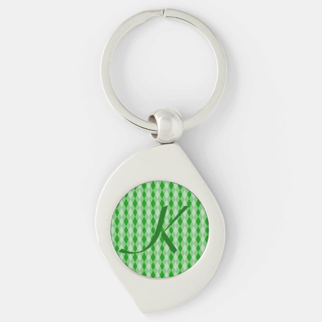 Porte-clés Porte - clé - Monogramme sur Motif Jacquard vert (Devant)