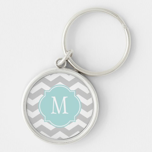 Porte-clés Porte - clé Motif gris et blanc Chevron (Devant)