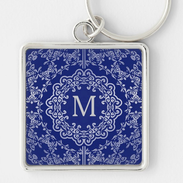 Porte-clés Porte - clé Motif Monogram Blue & Silver (Devant)