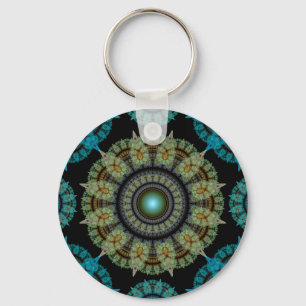 Porte-clés Porte - clé motif oriental vert fractal