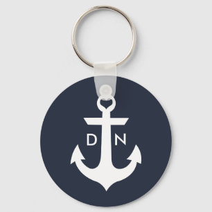 Porte-clés Porte - clé nautique d'Ancre de monogramme