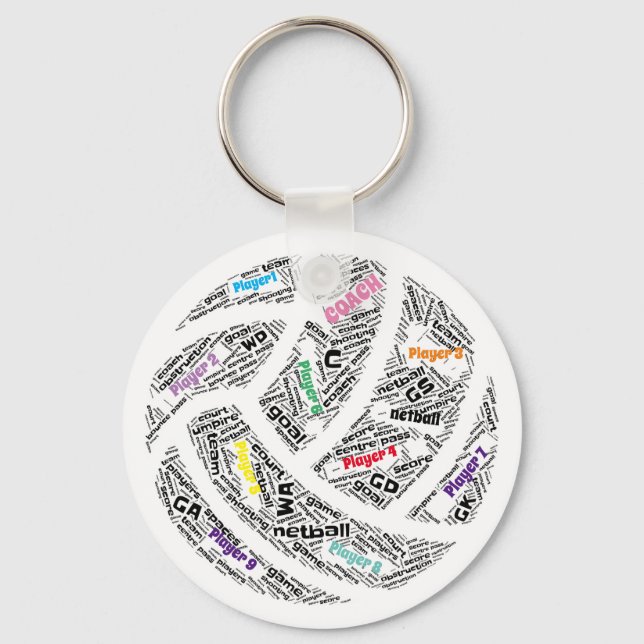 Porte-clés Porte - clé Netball Customisé par l'équipe (Recto)