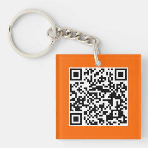 Porte-clés Porte - clé orange de coutume de CODE de QR